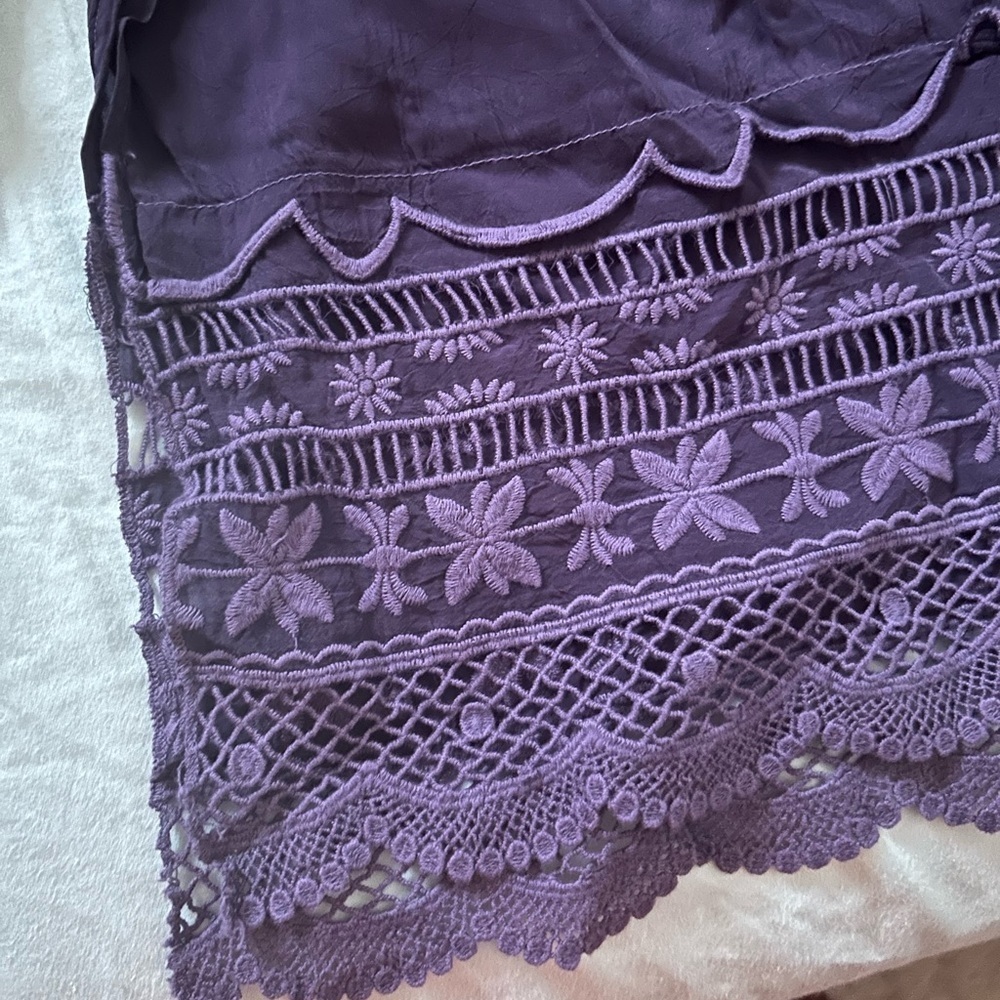 Johnny Was Dark Purple Cupro Top size small - Picture 7 of 8